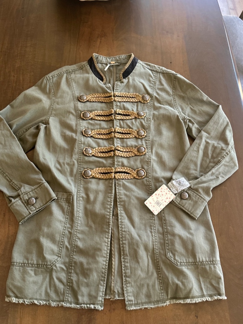 Free People Sz M Passenger Jacket Olive Green Military Structured Utility Blazer